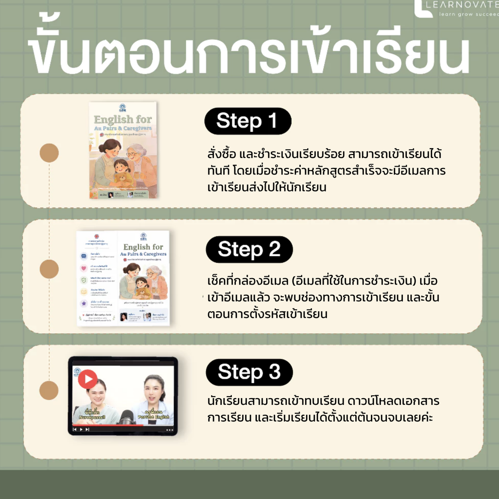 หลักสูตร English for Au Pairs & Caregivers ภาษาอังกฤษสายดูแลเด็กและผู้สูงอายุ