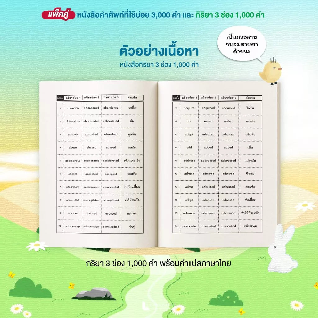 แพ็กคู่หนังสือคำศัพท์จากนิทาน (3,000 คำศัพท์ + กริยา 3 ช่อง 1,000 คำ)